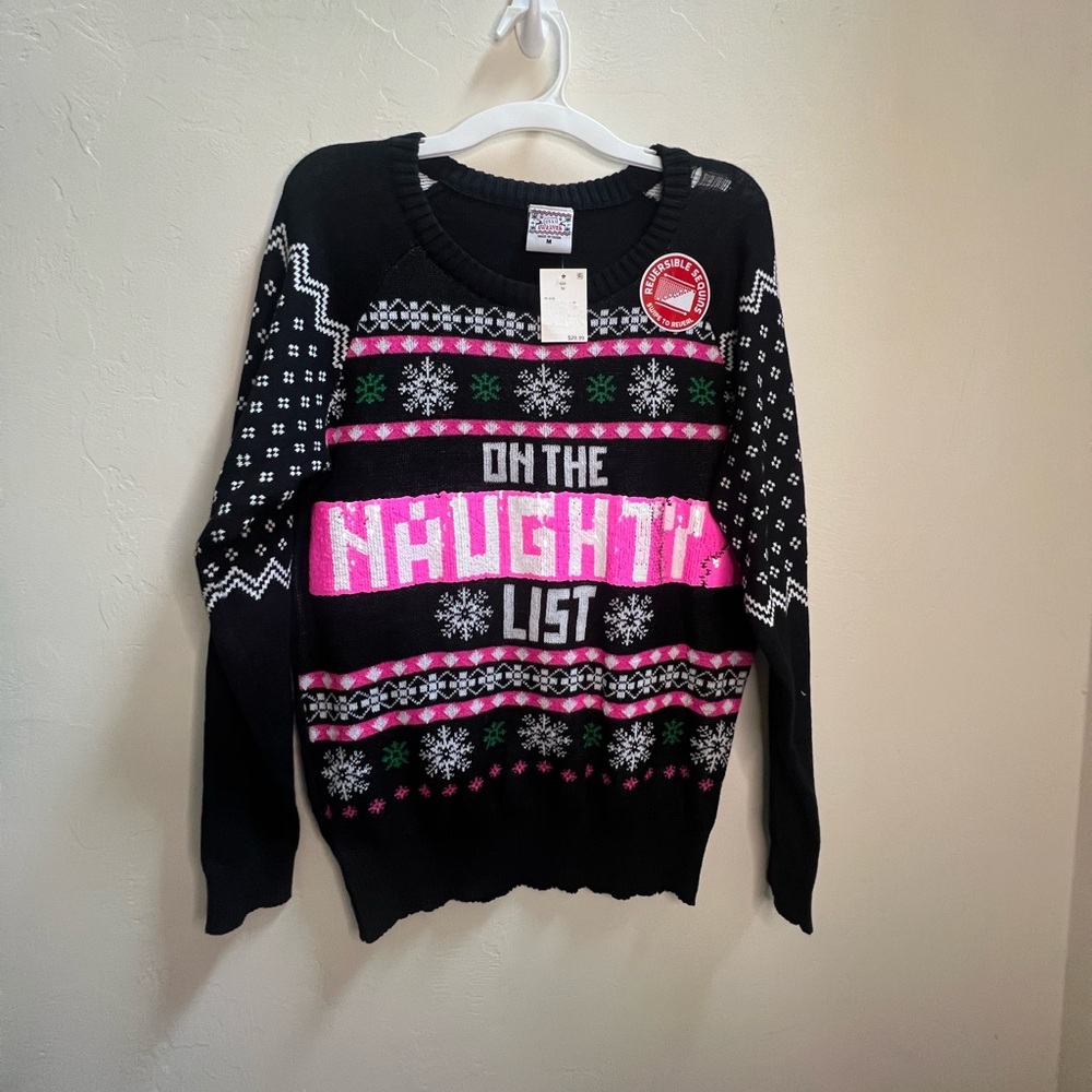 Black and‎ Pink Naughty List Sweater